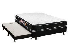 Cama Box c/Aux Filhão +Colchão D33 Black White Castor