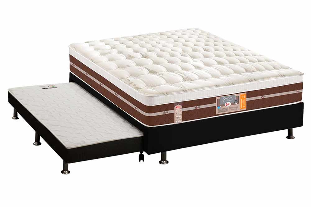 Cama Box c/Aux CRC +Colchão Molas Silver Star Castor