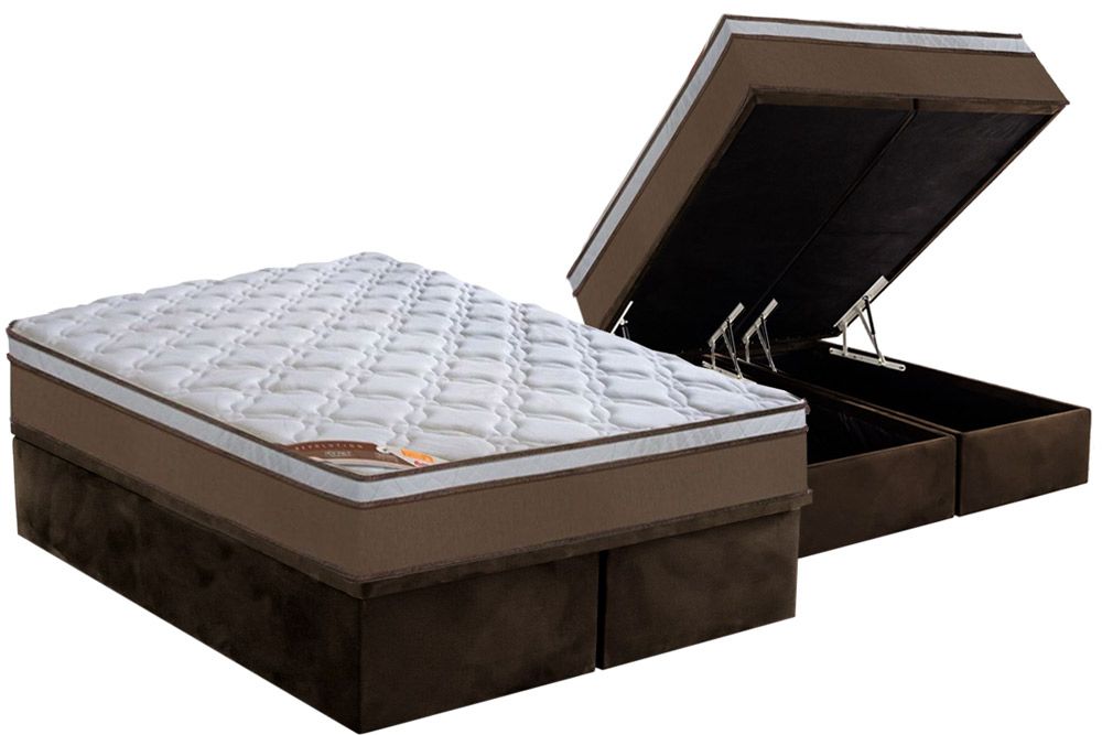 Cama Box Baú CRC +Colchão Molas Revolution Castor