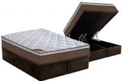 Cama Box Baú Filhão +Colchão Molas Revolution Castor