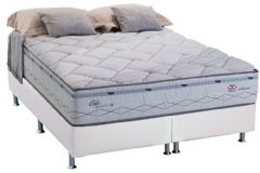 Conjunto Cama Box - Colchão Herval Molas Maxspring Oslo Pillow Top + Cama Box Courino Bianco