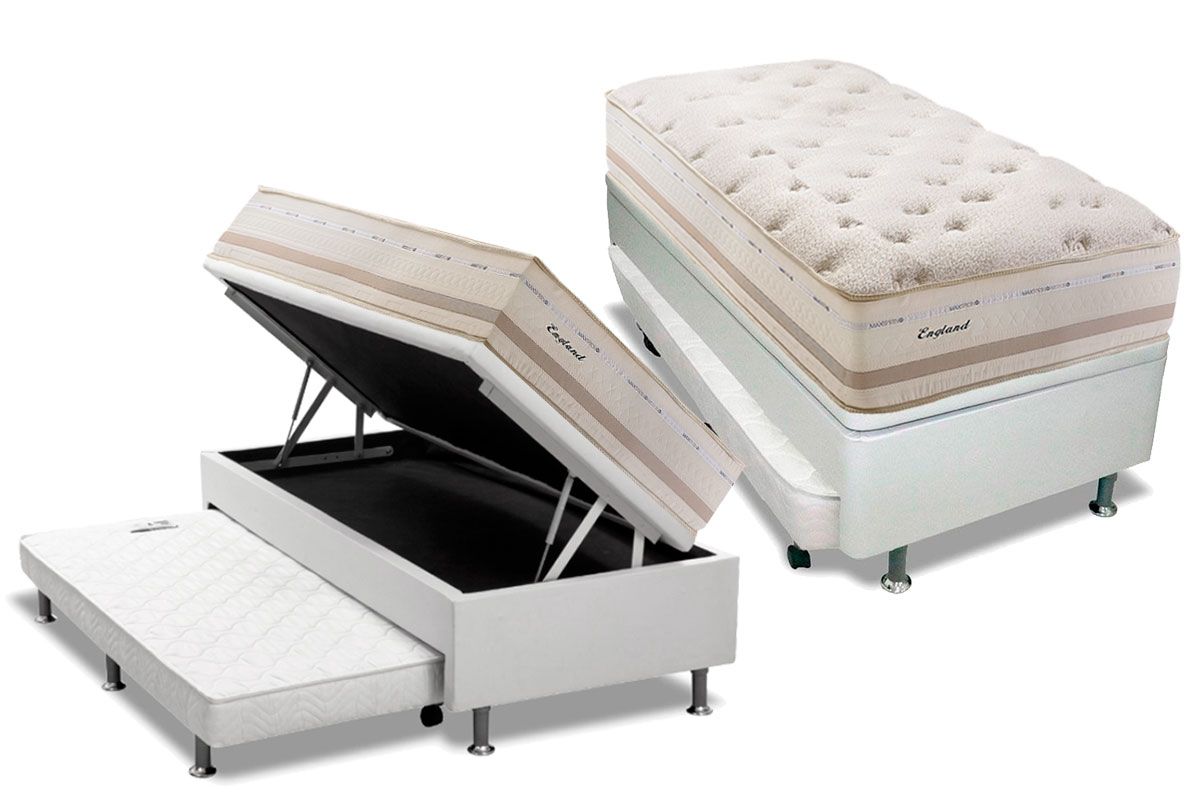 Cama Baú c/Aux Filhão +Colchão Molas Scotland Herval
