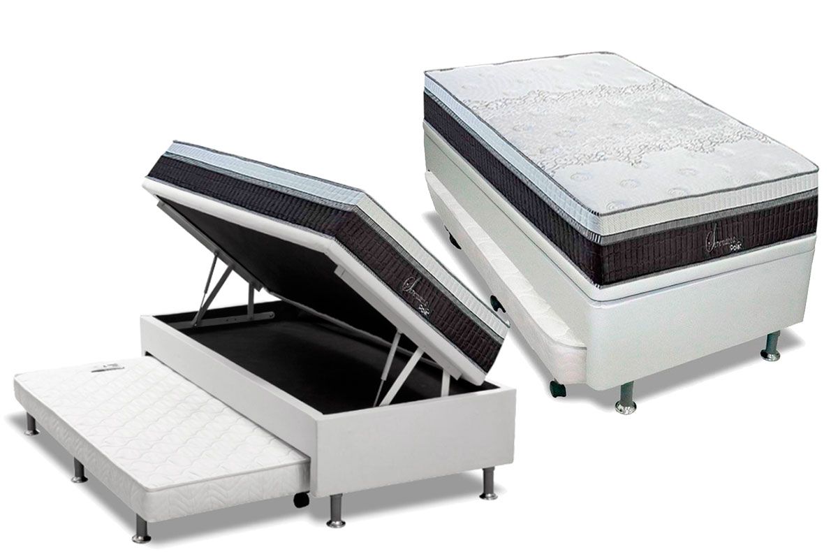 Cama Baú c/Aux Filhão +Colchão Molas Serenatta Polar