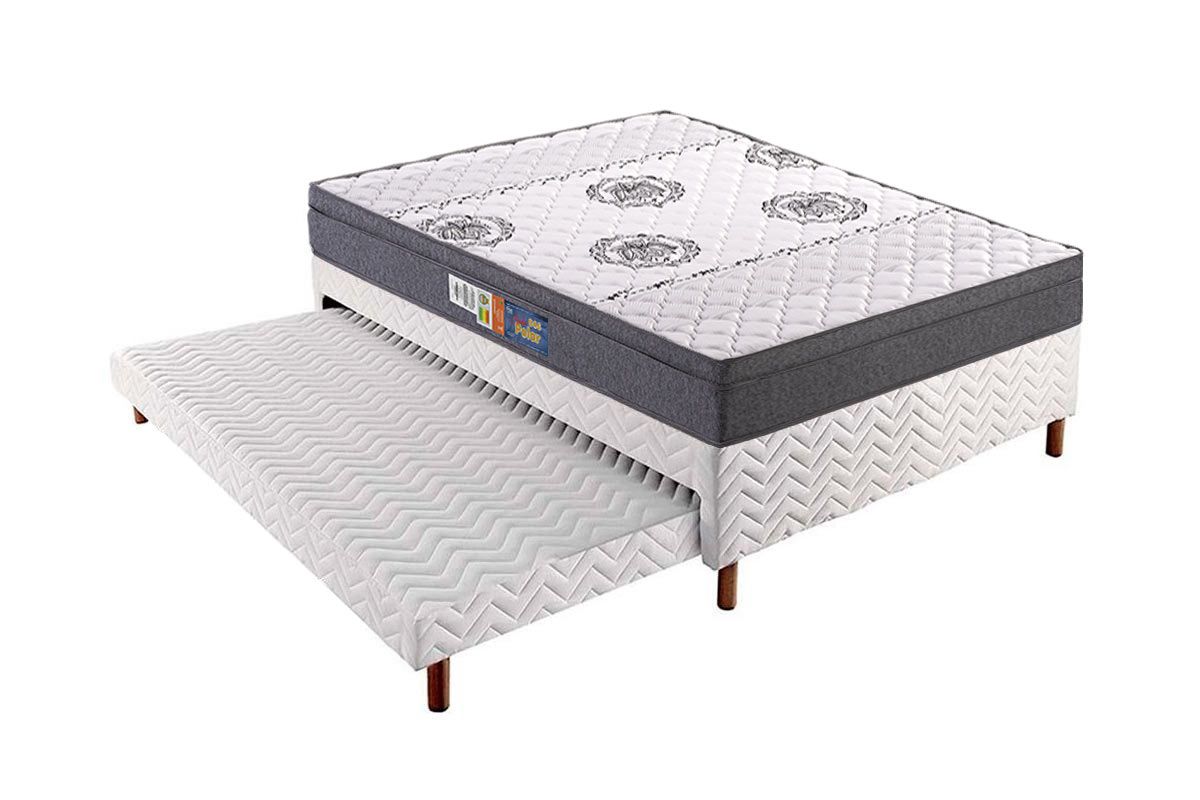 Cama Box CRC +Colchão Espuma D45 Pérola Polar