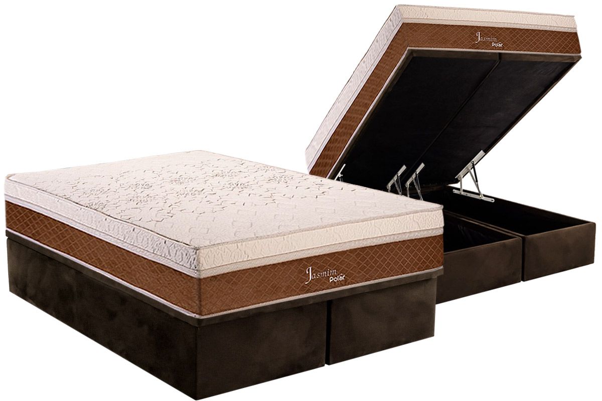 Cama Box Baú CRC +Colchão Molas Jasmin Polar