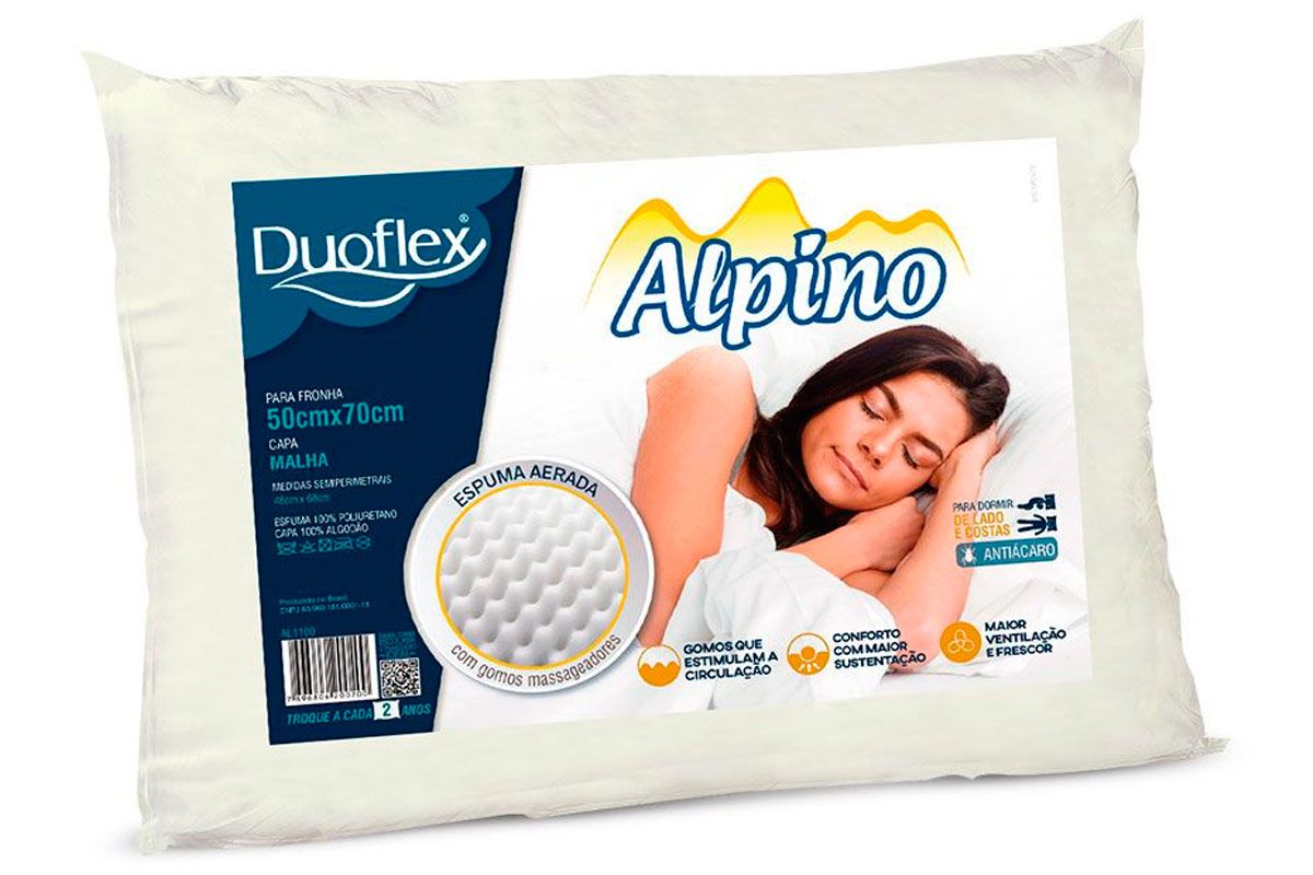 Travesseiro Espuma Alpino AL1100 Pillow Duoflex 50x70x15