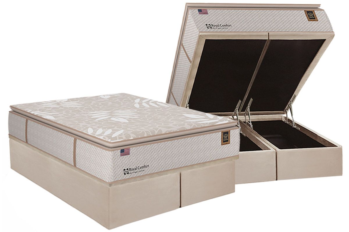 Cama Box Baú CRC +Colchão Molas Royal Sealy