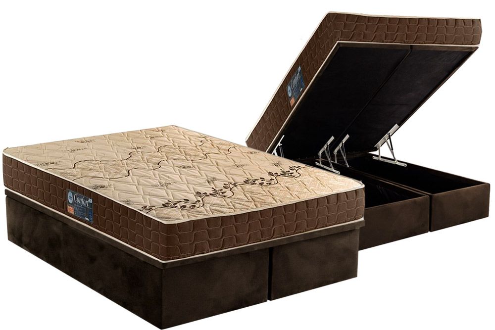 Cama Box Baú CRC +Colchão Espuma D28 Confort Anjos
