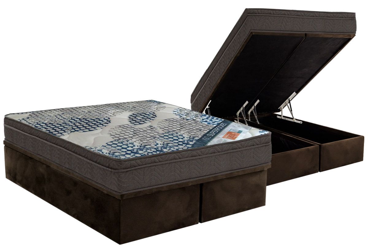Cama Box Baú CRC +Colchão Molas ISO Ortobom