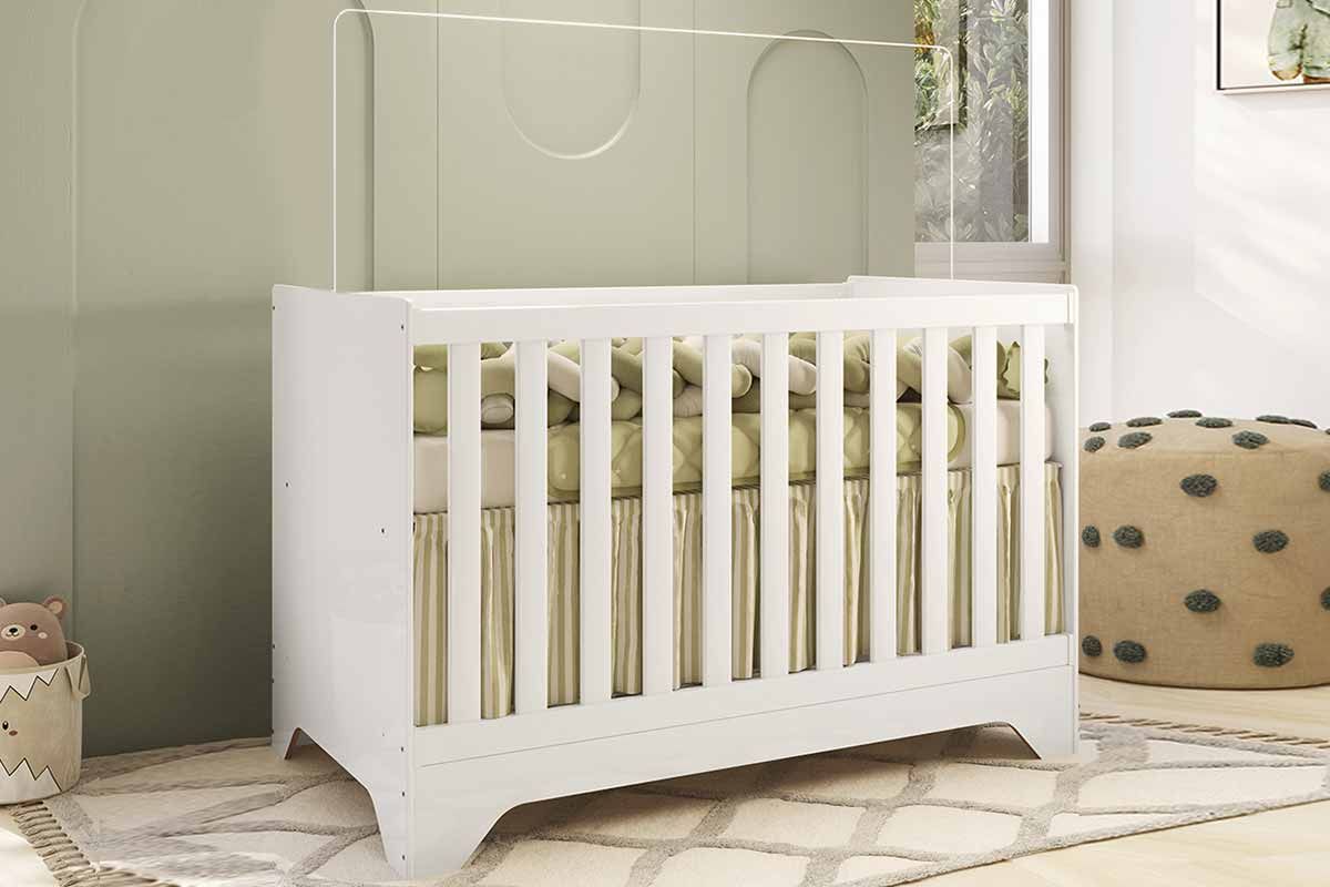 Berço Infantil Retrô 2 em 1 Branco Peroba