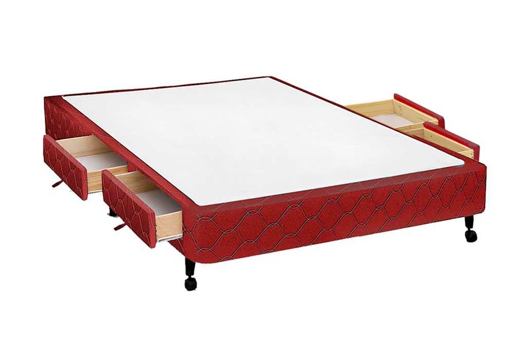 Cama Box 4 Gavetas Viúva Castor Poli Wine 128x188x27