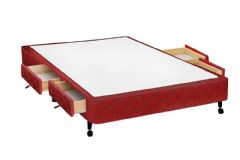 Cama Box Base c/Gavetas Poli Tecido Wine - Castor