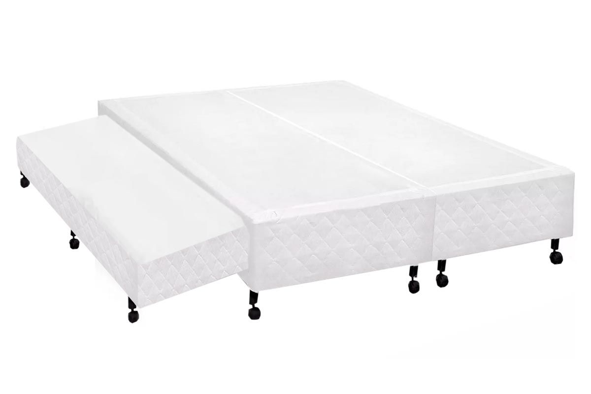 Cama Box c/Auxiliar King Castor Tecido White 193x203x27