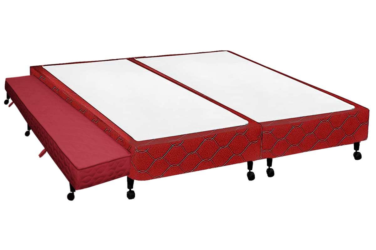 Cama Box c/Auxiliar King Castor Tecido Wine 193x203x27