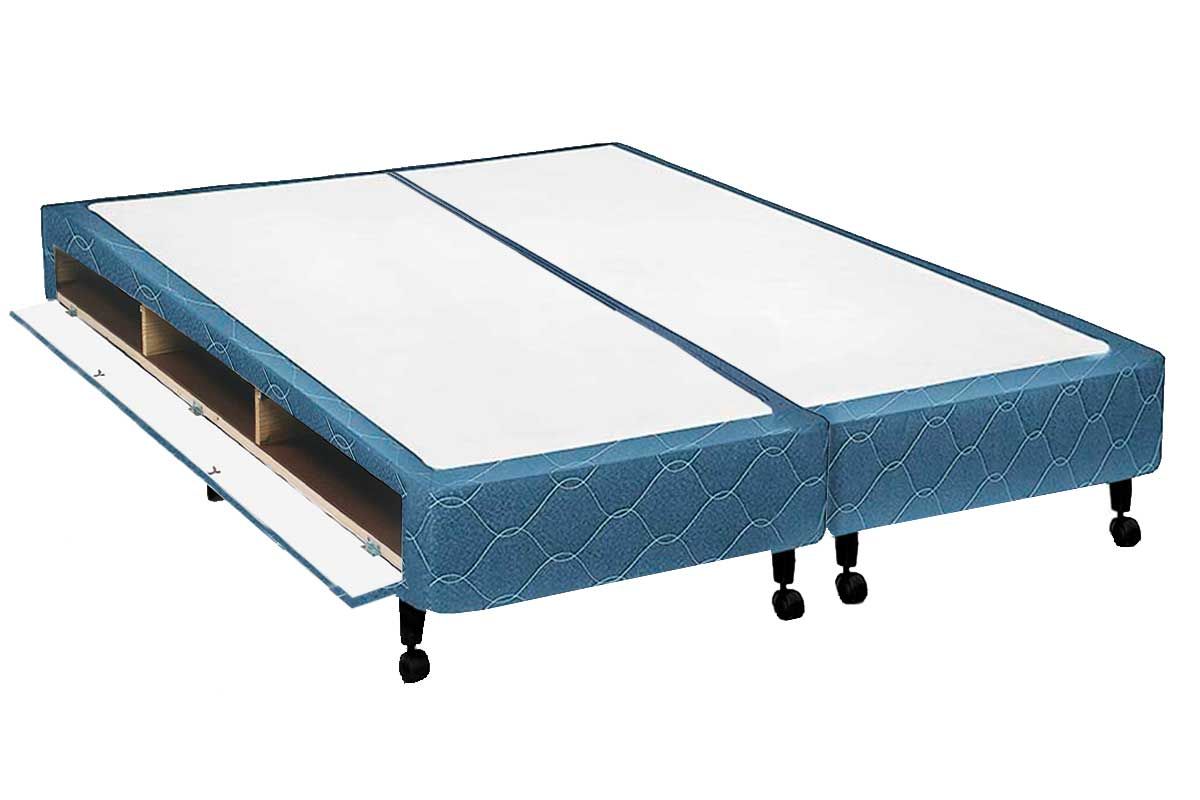 Cama Box Closet Castor Poli Tecido Blue