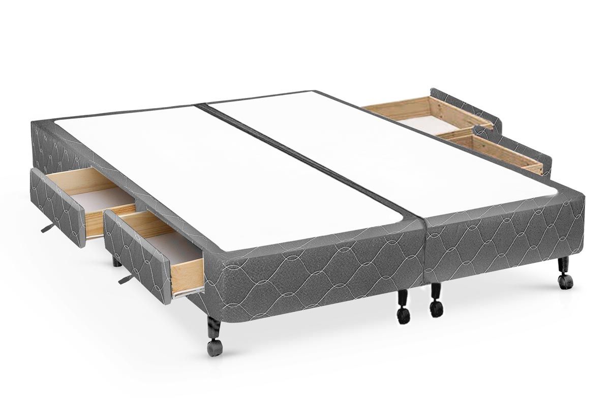 Cama Box Castor Poli Gray