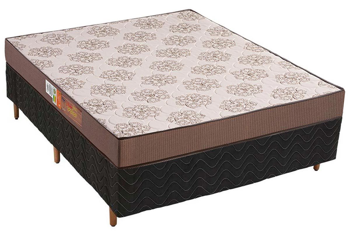 Cama Box CRC +Colchão Espuma D28 Pérola Polar