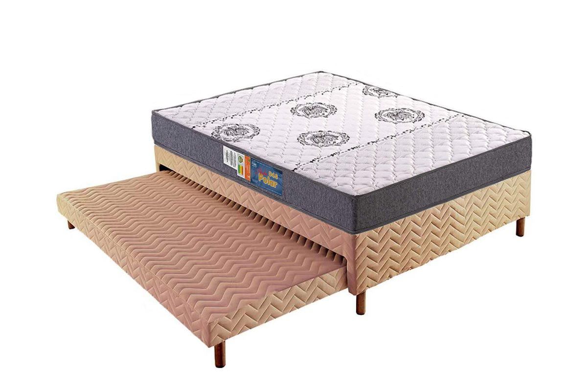 Cama Box CRC +Colchão Espuma D45 Pérola Polar
