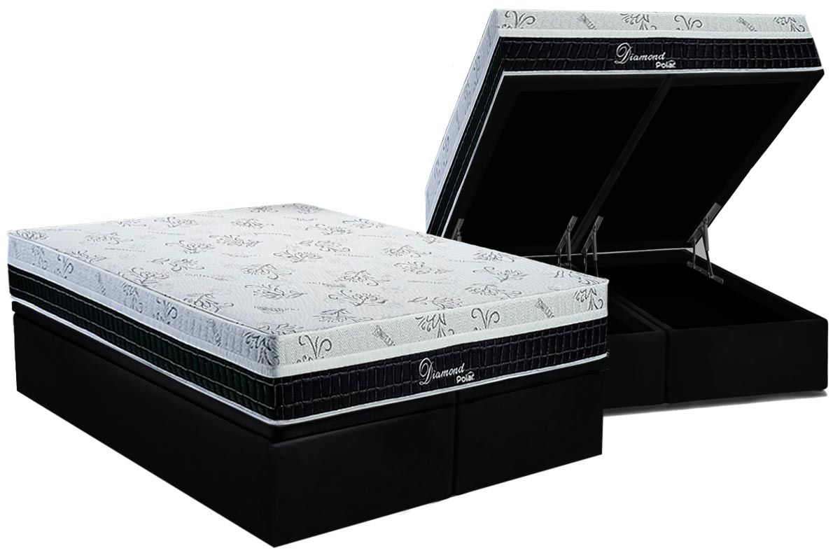 Cama Box Baú CRC +Colchão Molas Diamond Polar