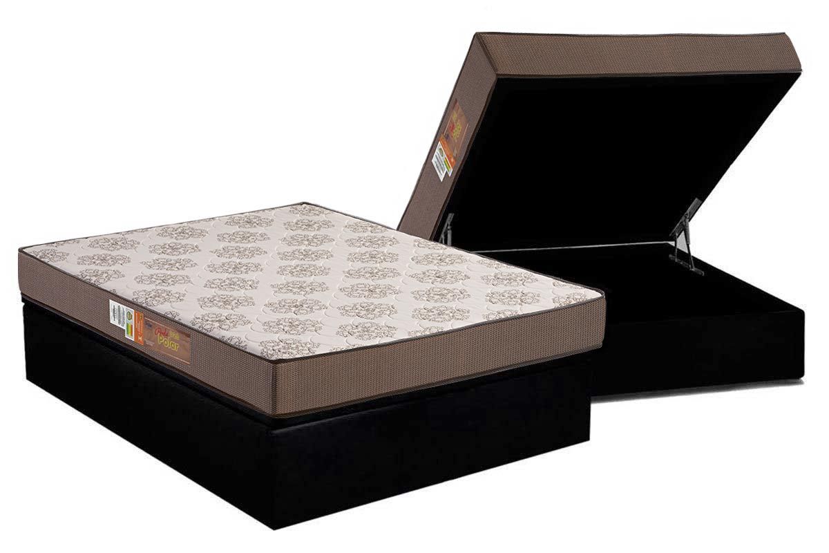 Cama Box Baú Filhão +Colchão Espuma D28 Pérola Polar