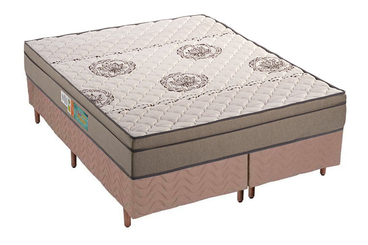 Cama Box CRC +Colchão Espuma D33 Pérola Polar