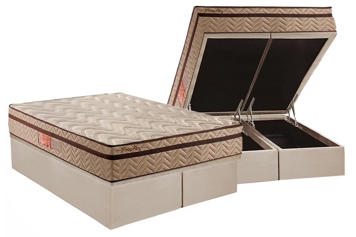 Cama Box Baú CRC +Colchão Molas Marcelly Paropas