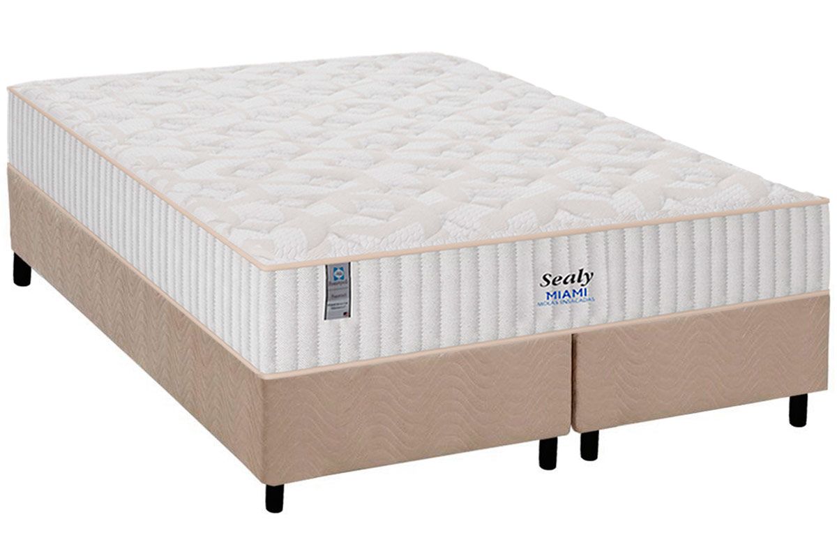 Cama Box CRC +Colchão Molas Miami Plumatex
