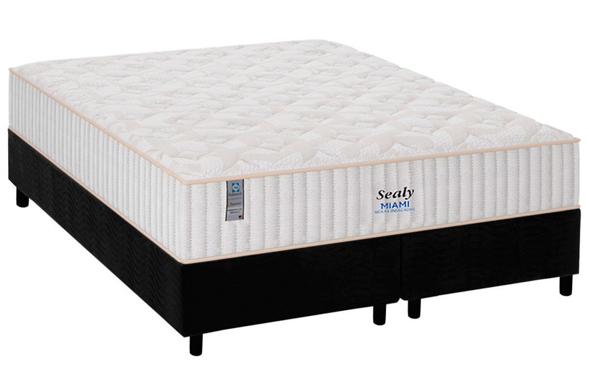 Cama Box CRC +Colchão Molas Miami Plumatex