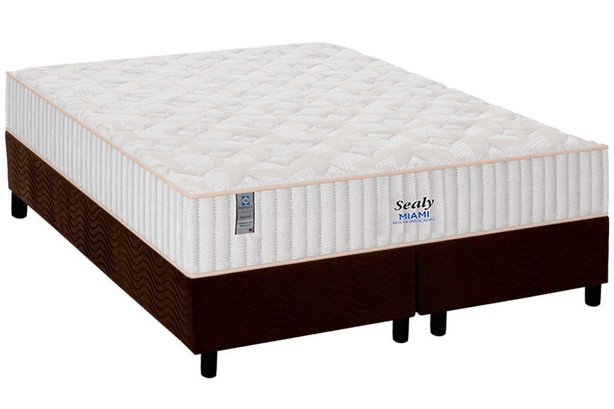 Cama Box CRC +Colchão Molas Miami Plumatex