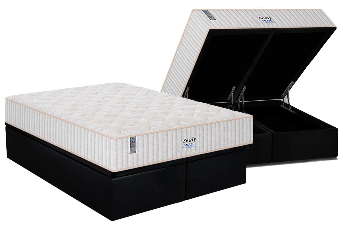 Cama Box Baú CRC +Colchão Molas Miami Plumatex