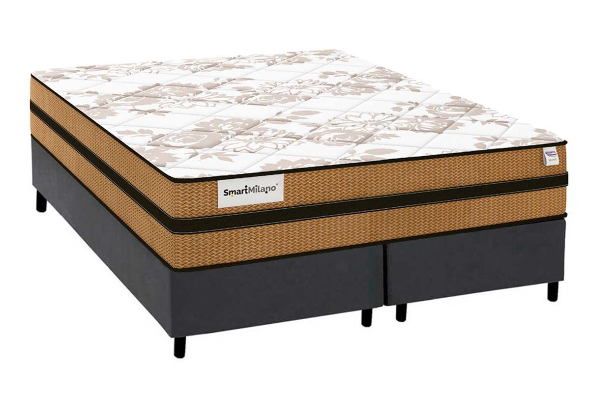 Cama Box CRC +Colchão Molas Milano Plumatex