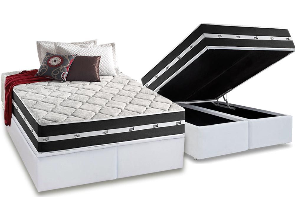 Cama Box Baú CRC +Colchão Molas Classic Anjos