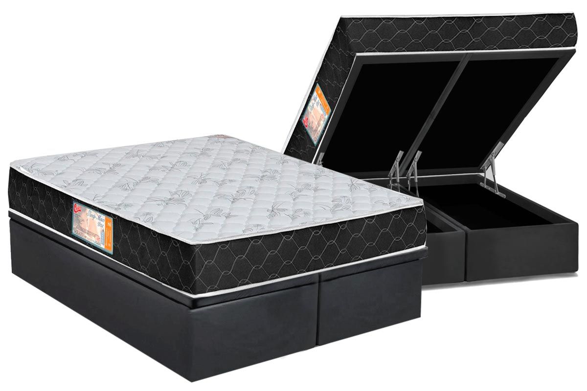 Cama Box Baú CRC +Colchão Espuma D23 SleepMax Castor