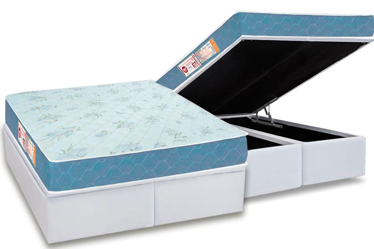 Cama Box Baú CRC +Colchão Espuma D45 SleepMax Castor