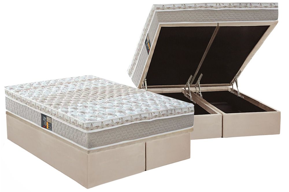 Cama Box Baú CRC +Colchão Molas Class Castor