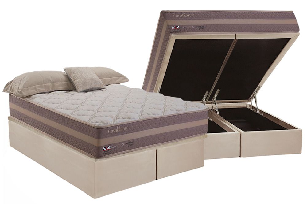 Cama Box Baú Filhão +Colchão Molas Casablanca Herval