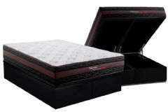 Conjunto Baú - Colchão Herval de Molas Ensacadas MasterPocket Palermo + Cama Box Baú Universal CRC Camurça Black
