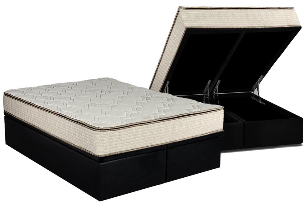 Cama Box Baú Filhão +Colchão Molas Montreal Luckspuma