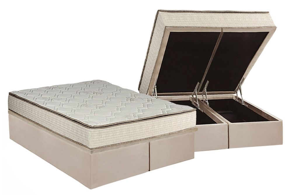 Cama Box Baú CRC +Colchão Molas Montreal Luckspuma
