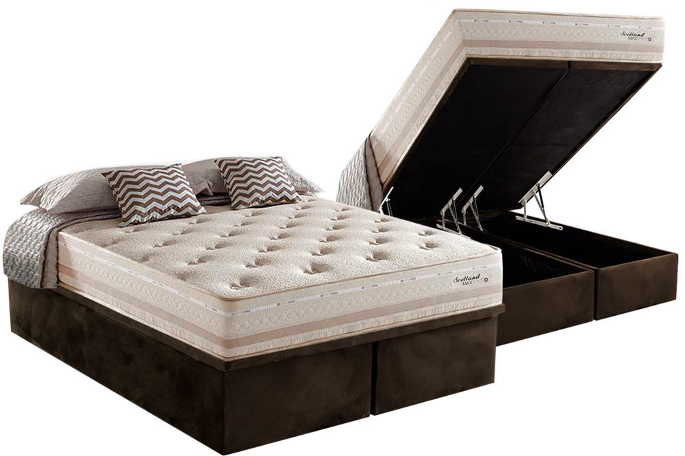 Cama Box Baú CRC +Colchão Molas Scotland Herval