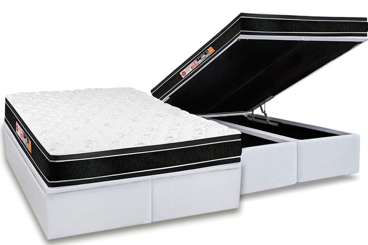 Cama Box Baú CRC +Colchão D33 Black White Castor