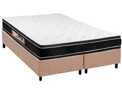 Cama Box Filhão +Colchão Espuma D33 Black White Castor
