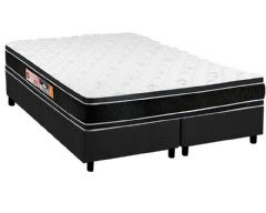 Cama Box Filhão +Colchão Espuma D33 Black White Castor