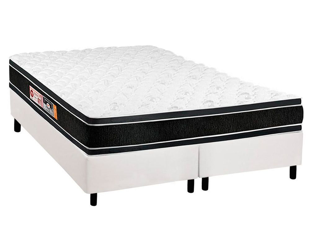 Cama Box CRC +Colchão Espuma D33 Black White Castor