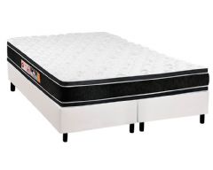 Cama Box Filhão +Colchão Espuma D33 Black White Castor