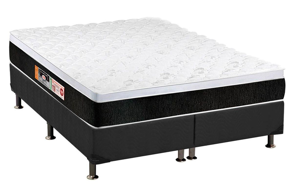 Cama Box CRC +Colchão Espuma D45 Black White Castor