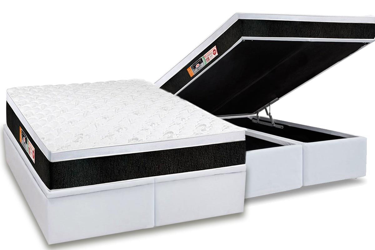 Cama Box Baú CRC +Colchão D45 Black White Castor