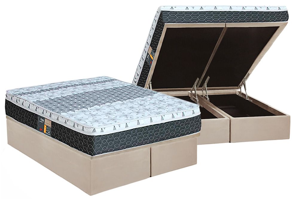 Cama Box Baú CRC +Colchão Molas Class Castor