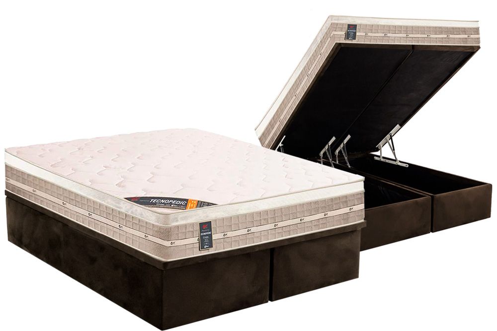 Cama Box Baú CRC +Colchão Molas Premium Castor