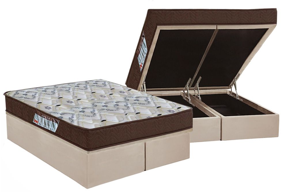Cama Box Baú CRC +Colchão Ortopédico ISO150 Ortobom